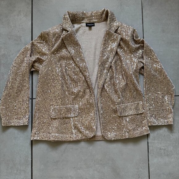 Messini Gold Sequin Blazer 1X Champagne Evening Jacket - Picture 2 of 7
